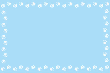 肉球のフレームイラスト（水色）