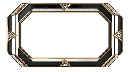 Elegant Art Deco Octagonal Frame with Geometric Black, Gold, and White Details, Perfect for Vintage Designs, Luxurious Invitations, and Classic Decorative Elements.