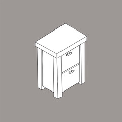 Isometric image of a bedside table with two drawers. Vector illustration