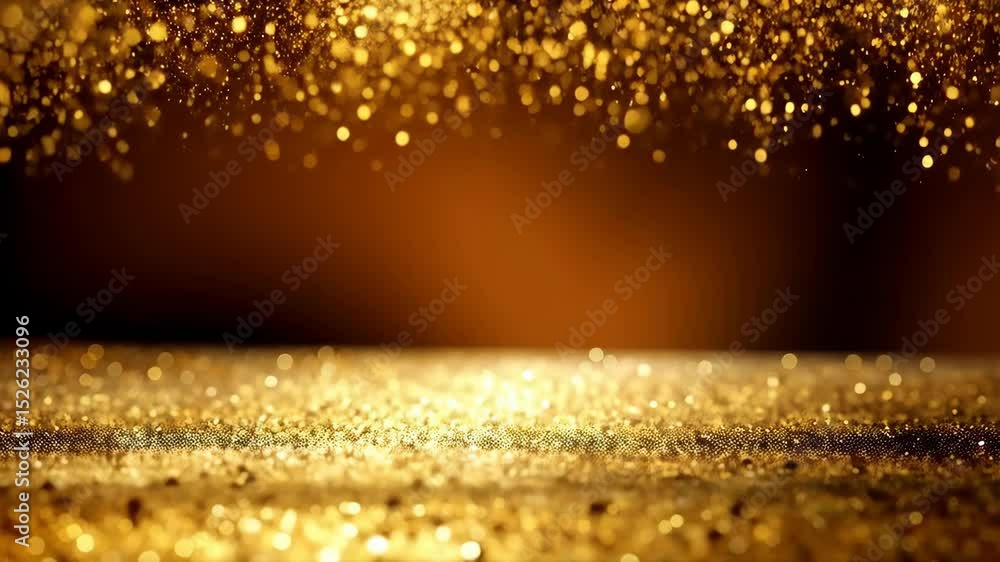 Poster elegant golden abstract background with glittering particles and bokeh lights creates a magical and 