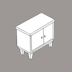 Isometric image of a TV bedside table. Vector illustration
