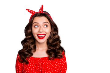 Photo of charming beautiful nice cute woman rejoicing about discounts in her beloved store while isolated with purple background