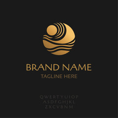 Luxury golden brand, travel logo, vector illustration