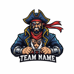 Obraz premium A Fierce Cybernetic Pirate Captain Mascot Vector Illustration Design for E-sports Gaming Team Logo Design Creation