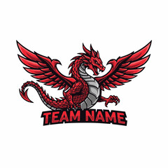 Fototapeta premium Red Dragon Mascot Gaming Logo for Your Team A Stunning Vector E-Sports Design for Gamers