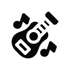 guitar glyph icon. Strong and solid vector icon for websites, mobile interfaces, presentations, and visual branding. High quality and easy to edit.