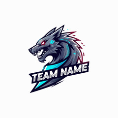 Fototapeta premium Cool Cyberpunk Wolf Mascot for Gaming Team Emblem Esports Logo Design Illustration Vector Gaming Team Emblem