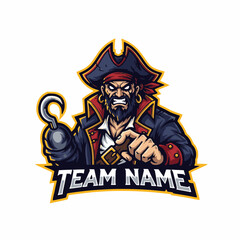 Obraz premium Bold Pirate Captain Vector Logo Design Perfect for E-sports Gaming Mascots and Competitive Teams Branding Identity