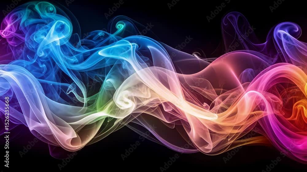 Poster abstract colorful smoke effect flowing against black background. gradient swirls of rainbow colors i