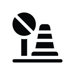 traffic cone glyph icon. Strong and solid vector icon for websites, mobile interfaces, presentations, and visual branding. High quality and easy to edit.