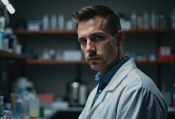 Obraz premium Silage technician in a laboratory coat, focused and professional