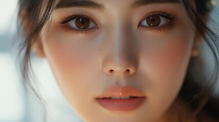 Close-up Portrait of a Woman with Brown Eyes