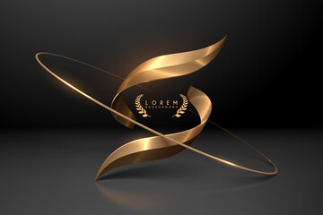 Elegant golden shapes on black background