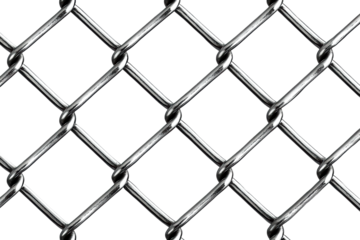 Close-up view of chain link fence urban environment abstract texture detail isolated on transparent background
