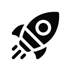 rocket glyph icon. Strong and solid vector icon for websites, mobile interfaces, presentations, and visual branding. High quality and easy to edit.