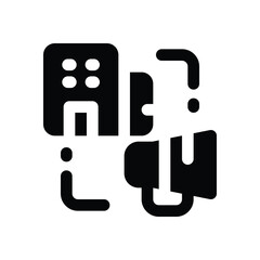 company ads glyph icon. Strong and solid vector icon for websites, mobile interfaces, presentations, and visual branding. High quality and easy to edit.