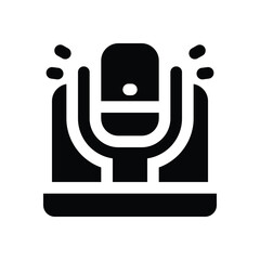 microphone glyph icon. Strong and solid vector icon for websites, mobile interfaces, presentations, and visual branding. High quality and easy to edit.