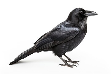 Raven blackbird animal white background.