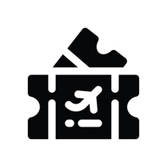 ticket glyph icon. Strong and solid vector icon for websites, mobile interfaces, presentations, and visual branding. High quality and easy to edit.