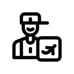 traveler line icon. Clean and minimalist vector icon for websites, mobile apps, presentations, and logos. Fully scalable and customizable for any project.