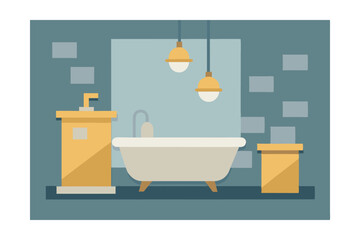 Modern Bathroom Design Elegant Tub, Minimalist Lighting, and Brick Accents