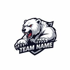 Obraz premium Ferocious Polar Bear E-sports Mascot Gaming Team Emblem Logo Template For Sports Team Club Organization Community