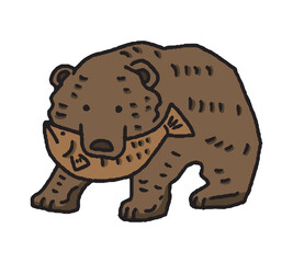 木彫りの熊の手描きイラスト