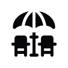 vacation glyph icon. Strong and solid vector icon for websites, mobile interfaces, presentations, and visual branding. High quality and easy to edit.