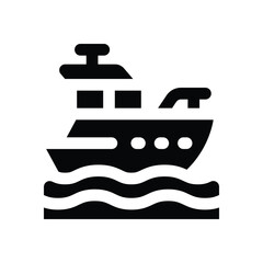boat glyph icon. Strong and solid vector icon for websites, mobile interfaces, presentations, and visual branding. High quality and easy to edit.