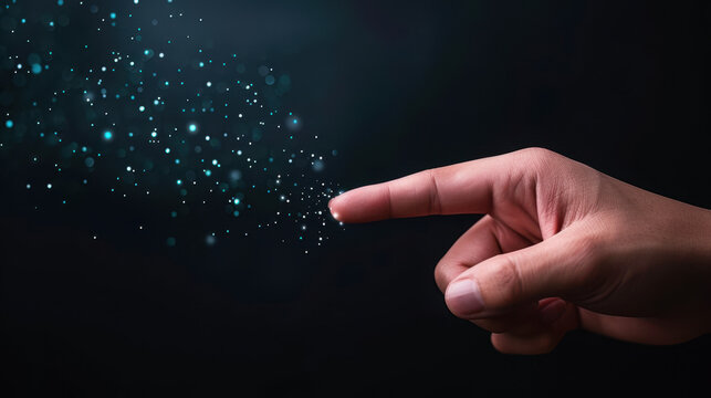 A hand pointing at a blurry image of a hand