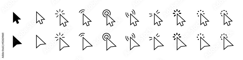 Poster computer mouse click cursor gray arrow icons set and loading icons. cursor icon. vector illustration