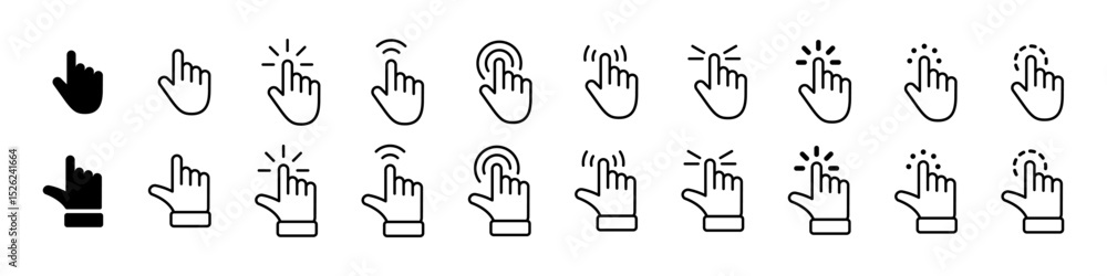 Poster computer mouse click cursor gray arrow icons set and loading icons. cursor icon. vector illustration