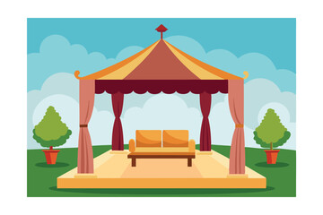 Elegant Outdoor Pavilion Design Luxurious Relaxation in a Tranquil Garden Setting