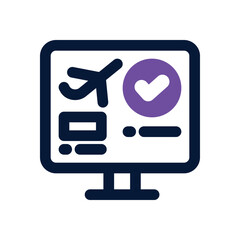 flight booking duotone icon. Sleek and modern vector icon for websites, mobile apps, marketing materials, and corporate design. Fully scalable and ready to use.