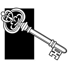 Antique Ornate Skeleton Key Vintage Design Illustration