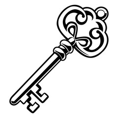 Antique Ornate Key Illustration Vintage Key Design