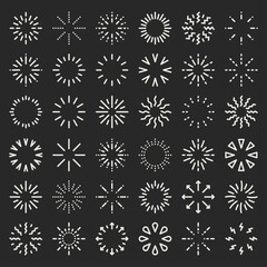 Sunburst, doodle sparkle starburst set. Sunburst rays. Hand drawn elements Star, firework explosion, sun beams, black lines, surprise, outline, confetti, decorative, retro style. Art design elements.