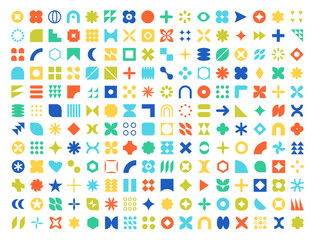 Abstract geometric elements shapes. Memphis design, retro elements for web, vintage, advertisement, commercial banner, poster, leaflet, billboard, sale. Collection trendy halftone vector.