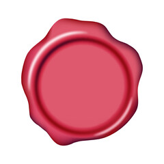 Wax seal stamp mockup. Pink color blank sealing wax stamp decorative element. Elegant vintage sign clip art for invitation, cards, letters, calligraphy design. Vector illustration.