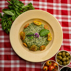 Italian food pesto risotto