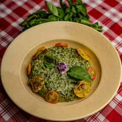 Italian food pesto risotto