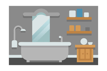 Relaxing Bathroom Design Modern Bathtub and Stylish Shelving for a Serene Space