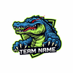 Obraz premium Vector Illustration Mascot Design For Video Game Esports Logo Design Featuring Crocodile Animal Character