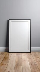 Stunning photo of white poster on floor with blank frame mockup for you design. Layout mockup.