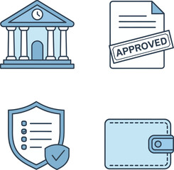 Verified law identity visuals including courthouse approval, contract validation, file security and document badge.