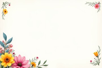 Flowers frame with space for text. On white background