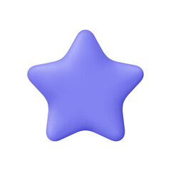 Purple or violet star. Customer rating feedback, rang, rating, achievements and decor concept. 3d vector icon. Cartoon minimal style.