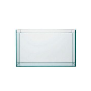 Empty glass aquarium tank, isolated on transparent background