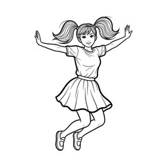 Fototapeta premium Happy girl jumping with joy, expressing excitement and playfulness in a cheerful atmosphere 