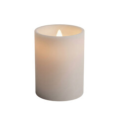 Pillar candle with warm flame on transparent background